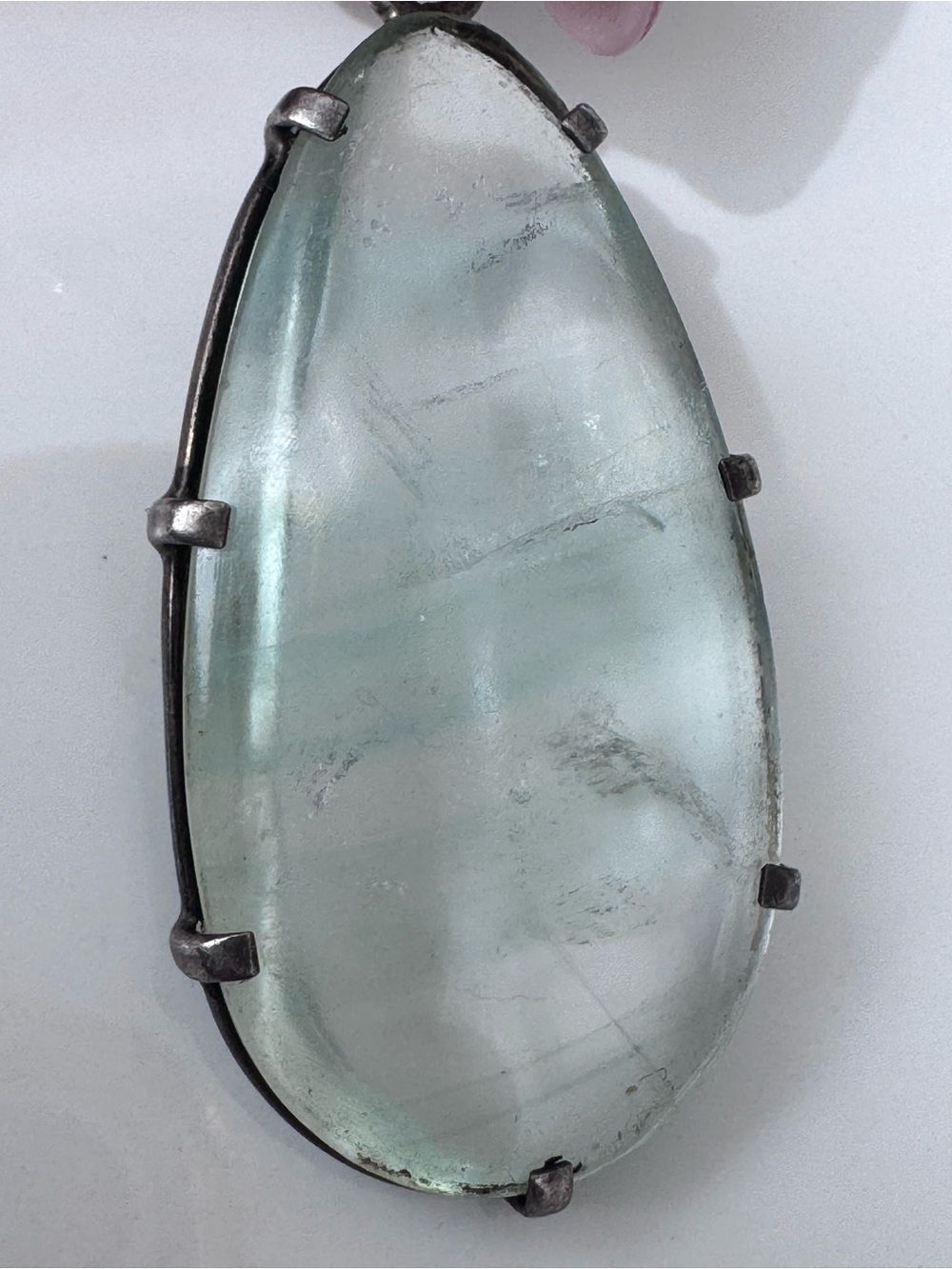 Vintage 18 Gram Vintage Sea Green Aquamarine Pendant Sterling Silver Chunky